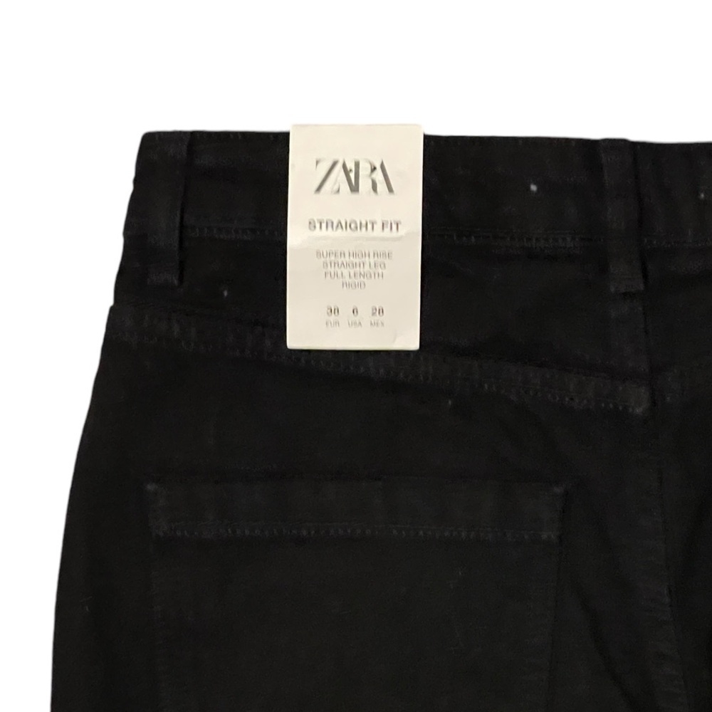 ZARA Straight Fit Black High Waisted Jeans NWT - Picture 5 of 5